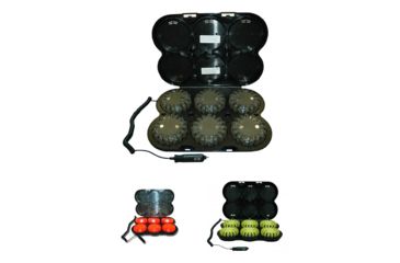 Image of PowerFlare PF-200R Tactical Beacon IR LED Rechargeable Kit, Pack of 6 w/ Charger, Olive Drab, Orange, Yellow