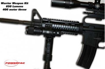 Image of PowerTac Warrior Weapon Package LED Flashlight 650 Lumens, Black