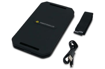 Image of PowerTraveller Extreme Solar Charger, Black/Orange Striping, 7.91 x 4.48 x .62 in, PTL-EXTSL001