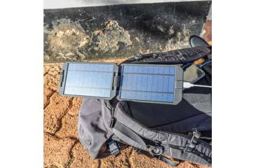 Image of PowerTraveller Extreme Solar Charger, Black/Orange Striping, 7.91 x 4.48 x .62 in, PTL-EXTSL001