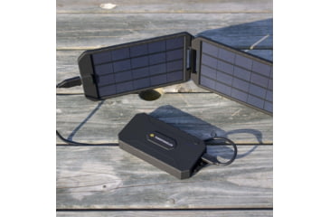 Image of PowerTraveller Extreme Solar powered Charger, Black/Orange Striping, Battery -5.3 x 2.8 x .78 mm, solar -7.91 x 4.48 x , PTL-EXT001