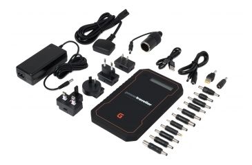 Image of PowerTraveller Mini-G Charger, Black/Orange Striping, 7.5 x 4.3 x .70 in PTL-MNG001