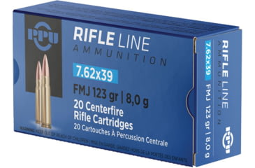 Image of PPU 7.62x39 123 Grain Full Metal Jacket Brass Cased Centerfire Rifle Ammo, 20 Rounds, PP76239F