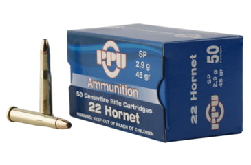 Image of PPU Standard Rifle .22 Hornet 45 Grain Soft Point Brass Cased Rifle Ammo, 50 Rounds, PP22H