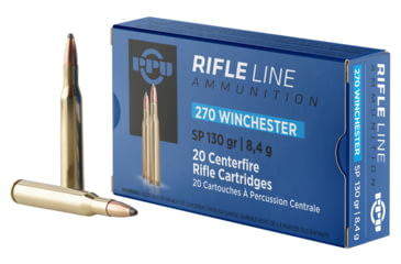 Image of PPU Standard Rifle .270 Winchester 130 Grain Soft Point Brass Cased Rifle Ammo, 20 Rounds, PP2701