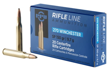 Image of PPU Standard Rifle .270 Winchester 150 Grain Soft Point Brass Cased Rifle Ammo, 20 Rounds, PP2702