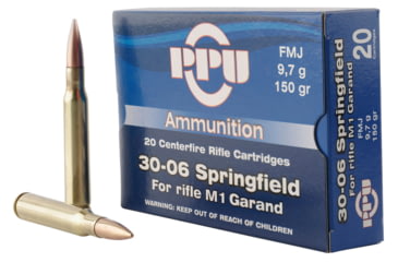 Image of PPU PP3006G Standard Rifle 30-06 Springfield 150 Gr Full Metal Jacket FMJ 20