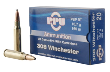 Image of PPU PP3082 Standard Rifle 308 Win 165 Gr Pointed Soft Point Boat Tail PSPBT 2