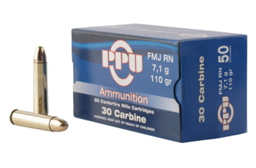 Image of PPU Standard Rifle .30 Carbine 110 Grain Full Metal Jacket Brass Cased Rifle Ammo, 50 Rounds, PP30F