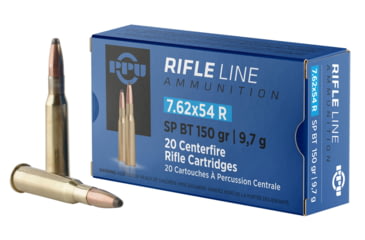 Image of PPU Metric Rifle 7.62x54mm Russian 150 Grain Soft Point Brass Cased Rifle Ammo, 20 Rounds, PP76254S