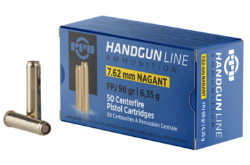 Image of PPU PPH762N Handgun 7.62x38mmR Nagant 98 Gr Flat Point Jacketed FPJ 50 Bx/ 10