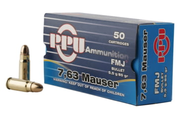 Image of PPU PPH763 Standard Rifle 7.63mm Mauser 85 Gr Full Metal Jacket FMJ 50 Bx/ 10