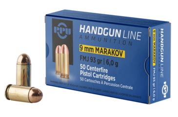 Image of PPU Handgun 9x18mm Makarov 93 Grain Full Metal Jacket Brass Cased Pistol Ammo, 50 Rounds, PPH9MF