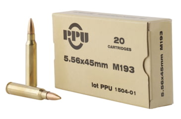 Image of PPU PPN5561 Mil-Spec 5.56x45mm 55 Gr Full Metal Jacket Boat Tail FMJBT 20 Bx/