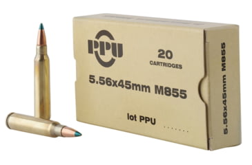Image of PPU PPN5562 Mil-Spec 5.56x45mm 62 Gr Full Metal Jacket Boat Tail FMJBT 20 Bx/
