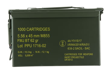 Image of PPU PPN5562MC Mil-Spec 5.56x45mm 62 Gr Full Metal Jacket Boat Tail FMJBT 1000