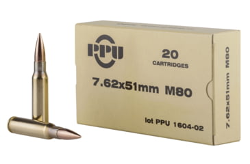 Image of PPU PPN762 Mil-Spec 7.62x51mm 145 Gr Full Metal Jacket Boat Tail FMJBT 20 Bx/