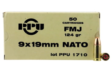 Image of PPU PPN9 Mil-Spec 9mm NATO 124 Gr Full Metal Jacket FMJ 50 Bx/ 20 Cs
