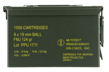 Image of PPU PPN9MC Mil-Spec 9mm Luger 115 Gr Full Metal Jacket FMJ 1000 Bx/ 1 Cs