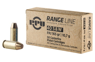 Image of PPU PPR40 Range 40 S&amp;W 165 Gr Flat Point Jacketed 50 Bx/ 10 Cs