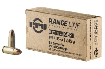 Image of PPU PPR9 Range 9mm Luger 115 Gr Full Metal Jacket 50 Bx/ 20 Cs