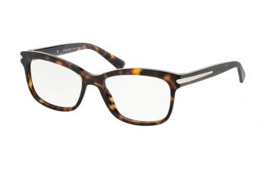 Image of Prada ARROW PR10RV Single Vision Prescription Eyeglasses 2AU1O1-55 - Havana Frame