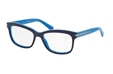 Image of Prada ARROW PR10RV Single Vision Prescription Eyeglasses TFF1O1-53 - Top Blue/Azure Frame