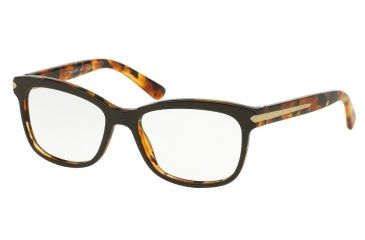 Image of Prada ARROW PR10RV Single Vision Prescription Eyeglasses UBS1O1-53 - Top Brown / Havana Frame