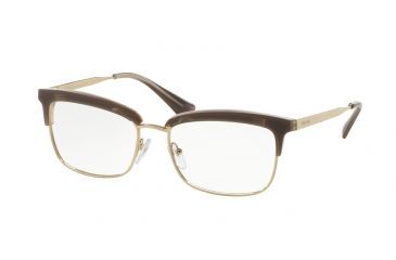 Image of Prada CINEMA' PR08SV Single Vision Prescription Eyeglasses UED1O1-53 - Opal Brown/beige/opal Brown Frame
