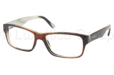 Image of Prada Eyeglass Frames PR16MV EAP1O1-5316 - Top Striped Brown / Horn Frame
