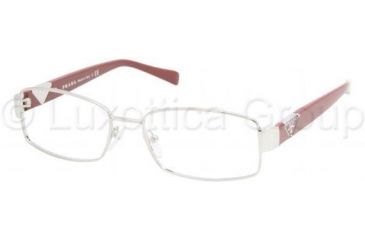 Image of Prada Eyeglasses PR56NV with No-Line Progressive Rx Prescription Lenses 1BC1O1-5316 - Silver Frame