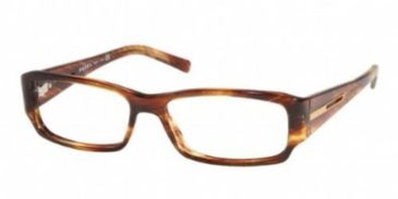 Image of Prada PR21LV SV Prescription Eyeglasses - M:silver P:havana Brushed Frame w/ 52 mm Diameter Lenses, 7NB1O1-5217