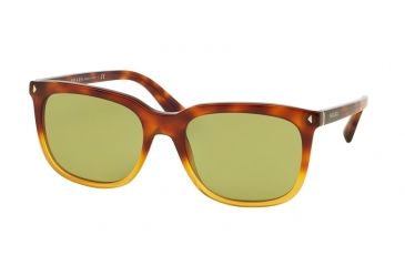 Image of Prada JOURNAL PR12RS Single Vision Prescription Sunglasses PR12RS-TKU4K2-56 - Lens Diameter 56 mm, Frame Color Light Havana Gradient Yellow