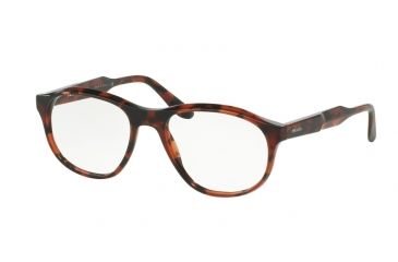 Image of Prada JOURNAL PR12SV Single Vision Prescription Eyeglasses UBK1O1-52 - Brown Red Havana Frame