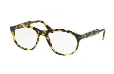 Image of Prada JOURNAL PR12SV Single Vision Prescription Eyeglasses UBL1O1-52 - Yellow Havana Frame