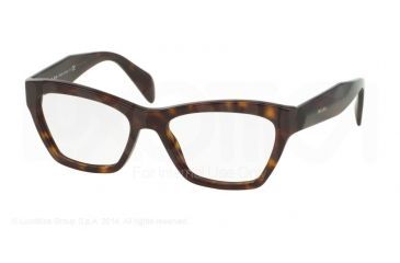 Image of Prada JOURNAL PR14QV Progressive Prescription Eyeglasses 2AU1O1-53 - Havana Frame