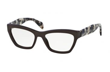 Image of Prada JOURNAL PR14QV Progressive Prescription Eyeglasses DHO1O1-51 - Dark Brown Frame