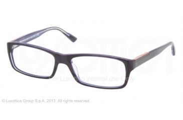 Image of Prada Linea Rosa Eyeglasses PS11AV with Lined Bifocal Rx Prescription Lenses ZXZ1O1-53 - Blue/Azure Transparent Frame