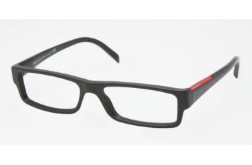 Image of Prada Linea Rosa PS 01AV Eyeglasses Styles - Black Demi Matte Frame w/Non-Rx 51 mm Diameter Lenses, 1BO1O1-5115