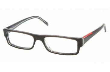 Image of Prada Linea Rosa PS 01AV Eyeglasses Styles - Black/Transparent Gray Frame w/Non-Rx 51 mm Diameter Lenses, ZXX1O1-5115