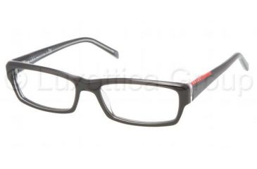 Image of Prada Linea Rosa PS09AV SV Prescription Eyeglasses - Black/Transparent Gray Frame / 55 mm Prescription Lenses, ZXX1O1-5516