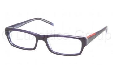 Image of Prada Linea Rosa PS09AV SV Prescription Eyeglasses - Top Blue/Azure Transparent Frame / 53 mm Prescription Lenses, ZXZ1O1-5316