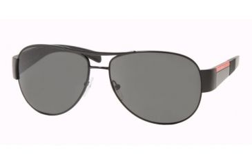 Image of Prada Linea Rosa PS51HS SV Prescription Sunglasses - Matte Black+black Rubb. Gray Frame w/ 59 mm Diameter Lenses, 1BO1A1-5914