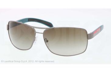 Image of Prada Linea Rosa Sunglasses PS54IS 75S4M1-65 - Brushed Gunmetal Frame, Green Gradient Lenses