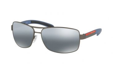 Image of Prada Linea Rosa Sunglasses PS54IS DG12F2-65 - Gunmetal Rubber Frame, Polar Grey Mirror Grad Silver Lenses