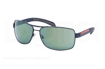 Image of Prada Linea Rosa Sunglasses PS54IS MA33C0-65 - Blue Demishiny Frame, Light Green Mirror Petrol Lenses