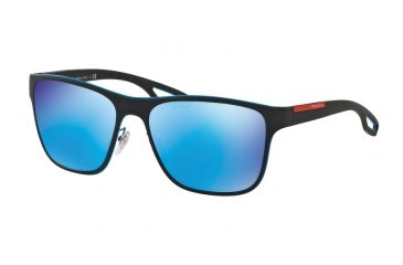 Image of Prada LJ SILVER PS56QS Single Vision Prescription Sunglasses PS56QS-VHK5M2-56 - Lens Diameter 56 mm, Frame Color Azure/black Rubber