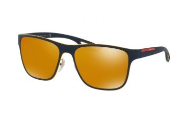 Image of Prada LJ SILVER PS56QS Single Vision Prescription Sunglasses PS56QS-VHM5N0-56 - Lens Diameter 56 mm, Frame Color Yellow/blue Rubber