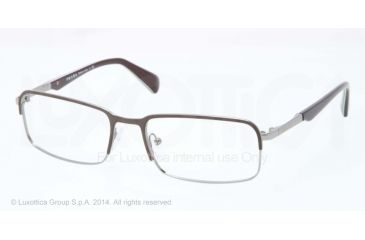 Image of Prada MINIMAL CONCEPT PR61QV Single Vision Prescription Eyeglasses LAH1O1-56 - Top Matte Brown/gunmetal Frame