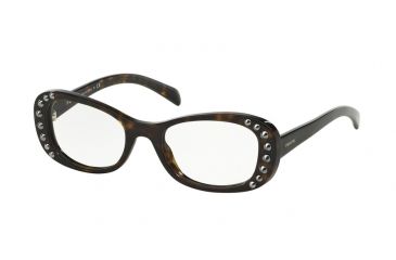 Image of Prada ORNATE PR21RV Progressive Prescription Eyeglasses 2AU1O1-51 - Havana Frame